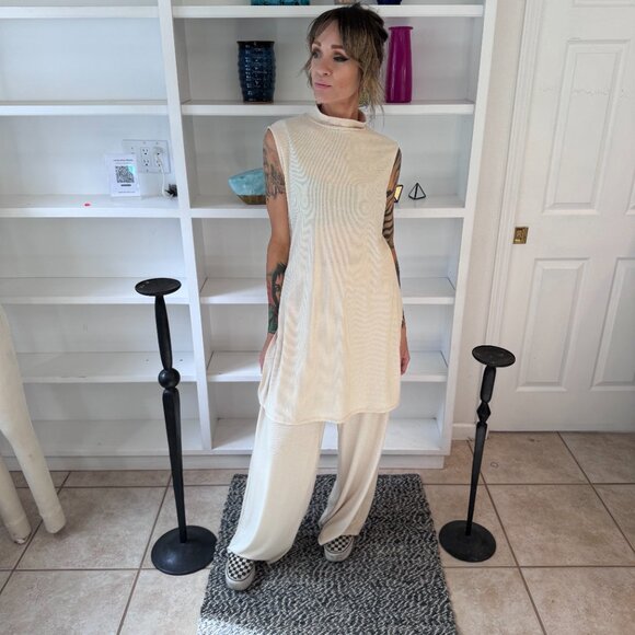 Dressed in LALA Lex Ribbed Playsuit in Sand - Picture 4 of 5